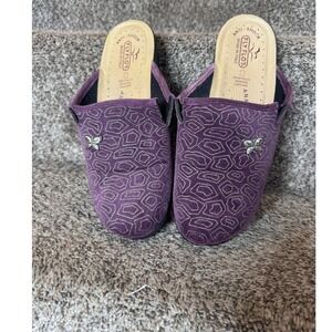 FLY FLOT Purple Velvet Slippers Made In Italy Anti-Shock Leather Size‎ 41/10
